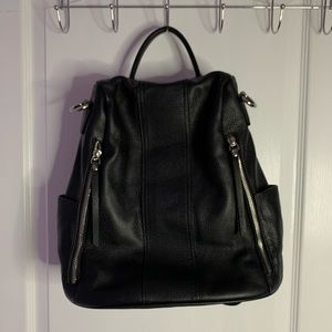 Black leather backpack